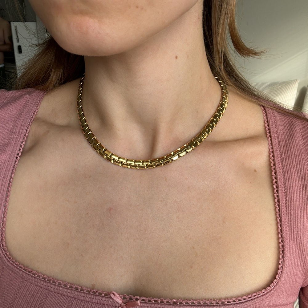 gold stainless steel tarnish free snake necklace